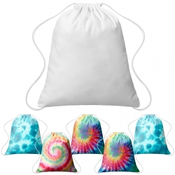Saintrygo 6 Pieces Cotton Drawstring Bags for Tie Dye DIY Drawstring Tote Bags 14 W x 16 H Inches White Backpack Bags for Tie Dye DIY Group Activity Sleepover Party, 14 x16 inches